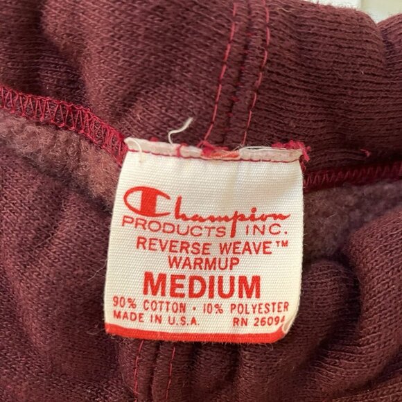 Vintage Champion Reverse Weave Warmup Sweatpants Gusset Mens M Red Made in USA - Picture 3 of 8